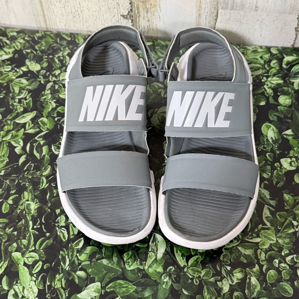 Nike Slides Gray White Ankle Strap Sandals Lightweight NIKE Logo